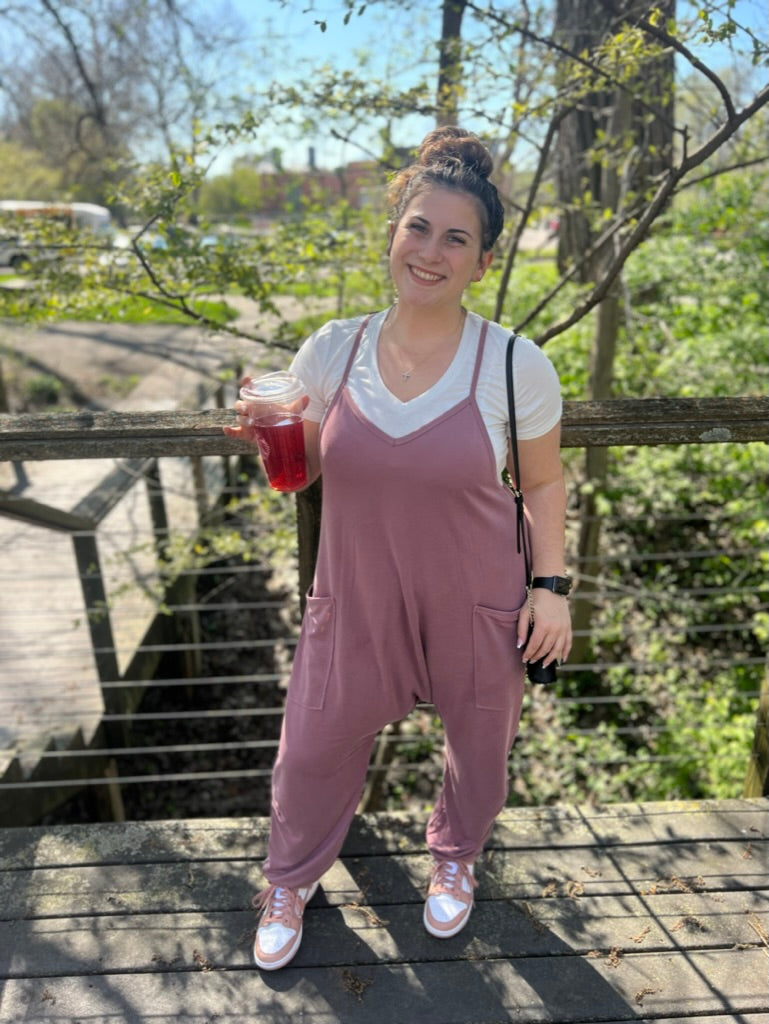 Lounge all day Dusty Mauve Jumpsuit Onsie