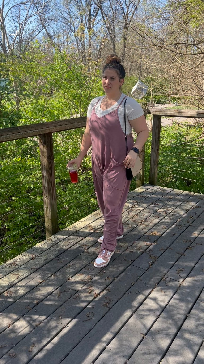 Lounge all day Dusty Mauve Jumpsuit Onsie