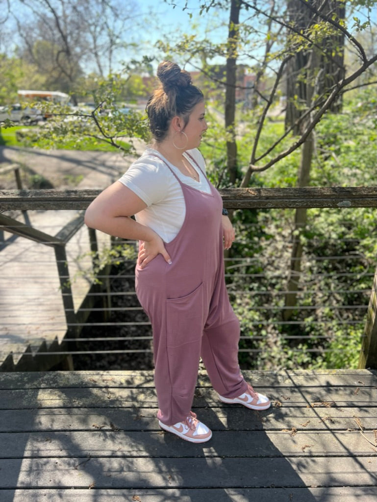 Lounge all day Dusty Mauve Jumpsuit Onsie