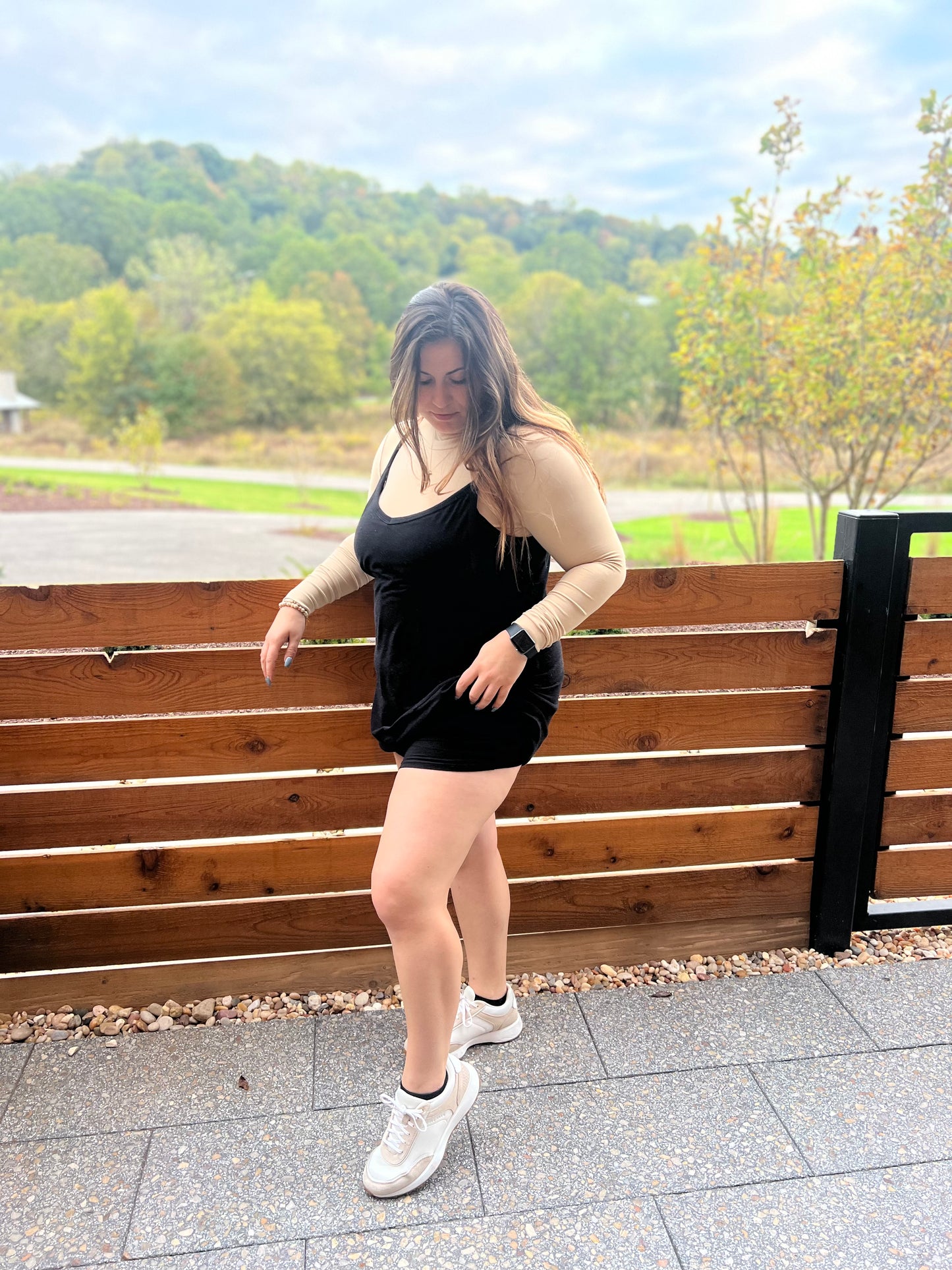 Black Jersey mini dress with romper lining 