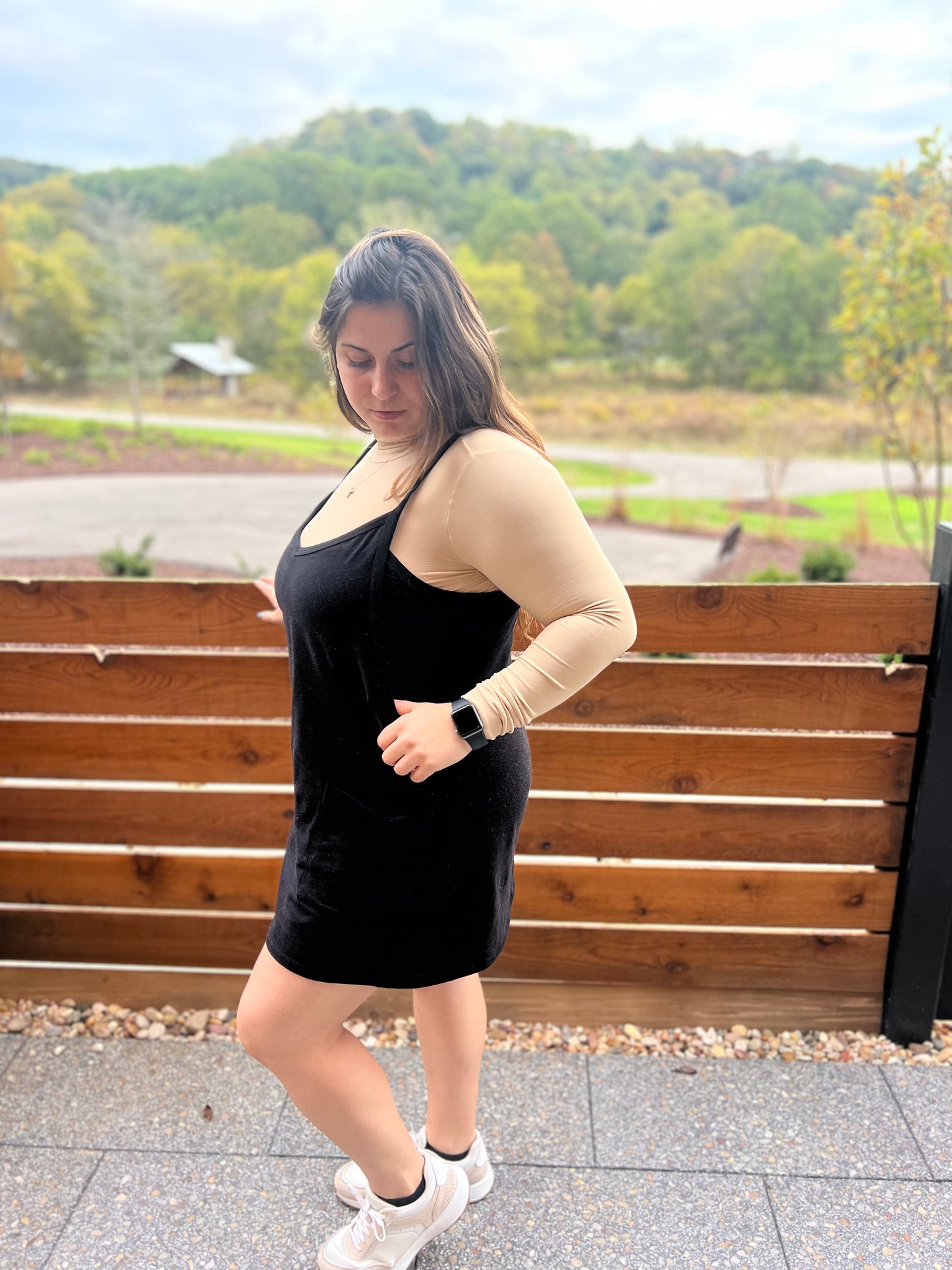 Black Jersey mini dress with romper lining 
