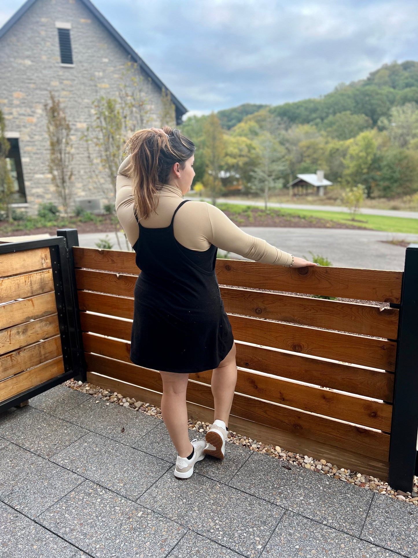 Black Jersey mini dress with romper lining 