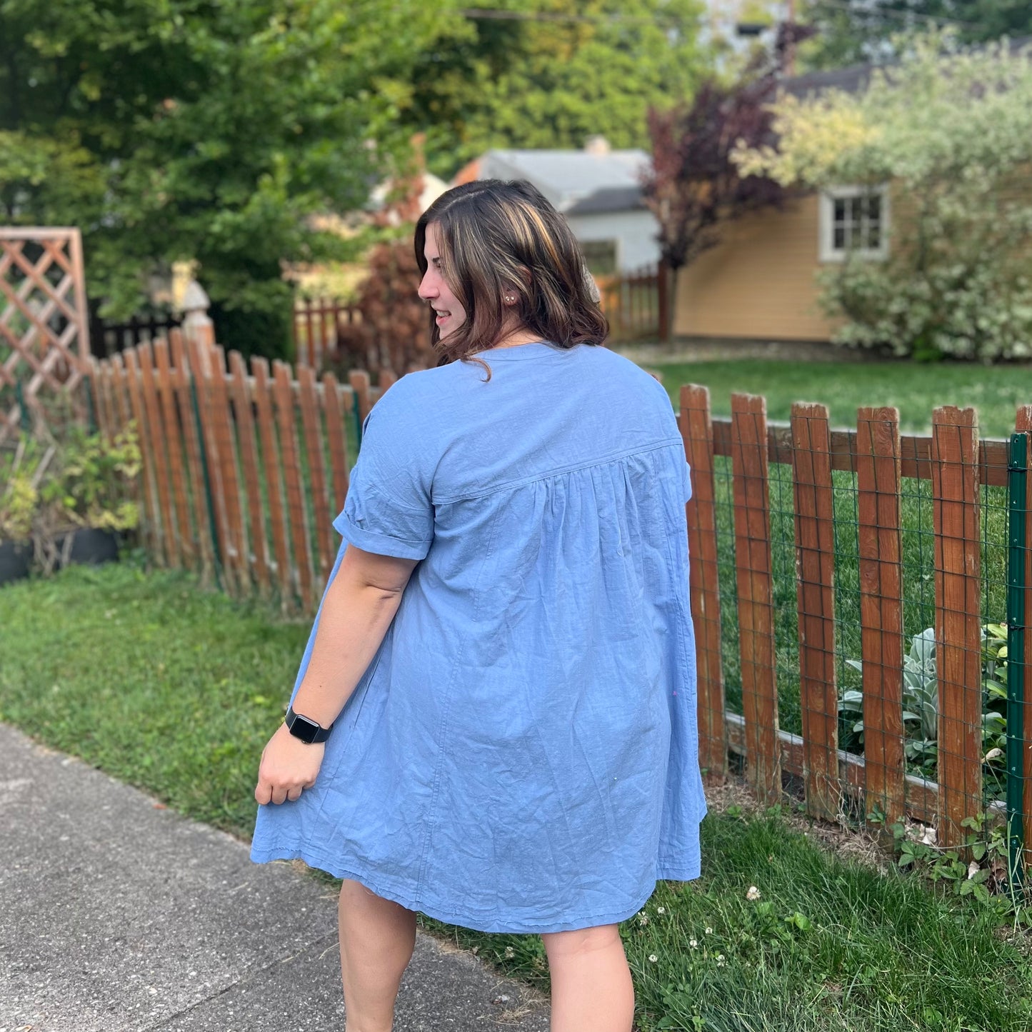 Across the Sea Blue v-neck Dress
