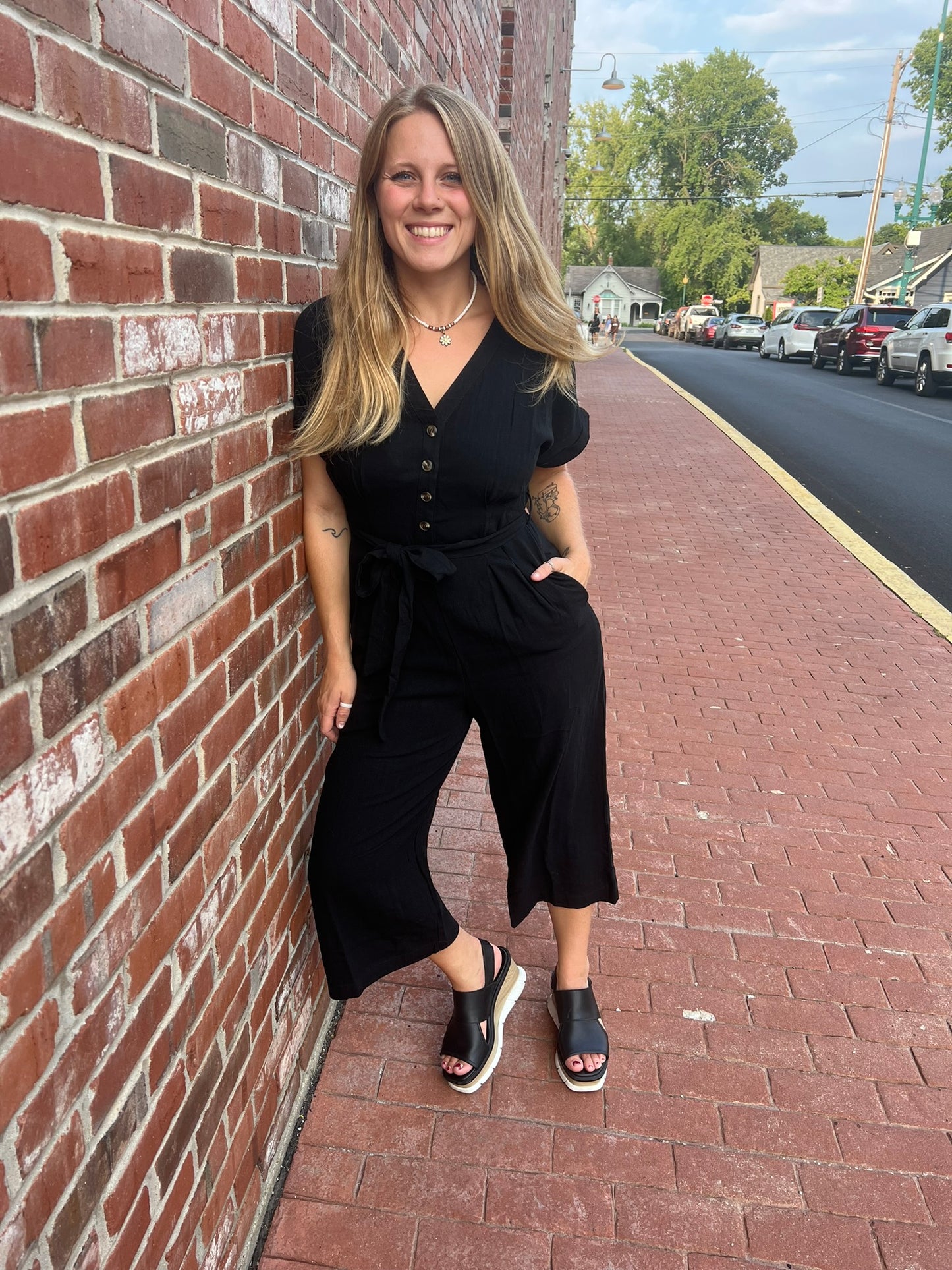 Back to the basics black v-neck jumpsuit