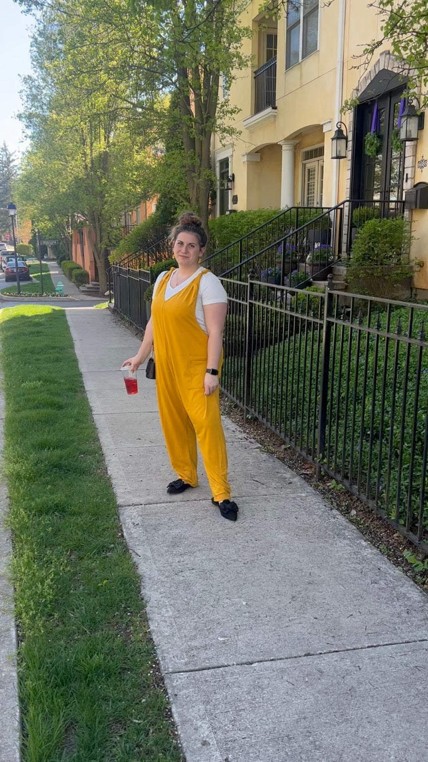 Teach all Day in Style Mustard Jumpsuit Onsie