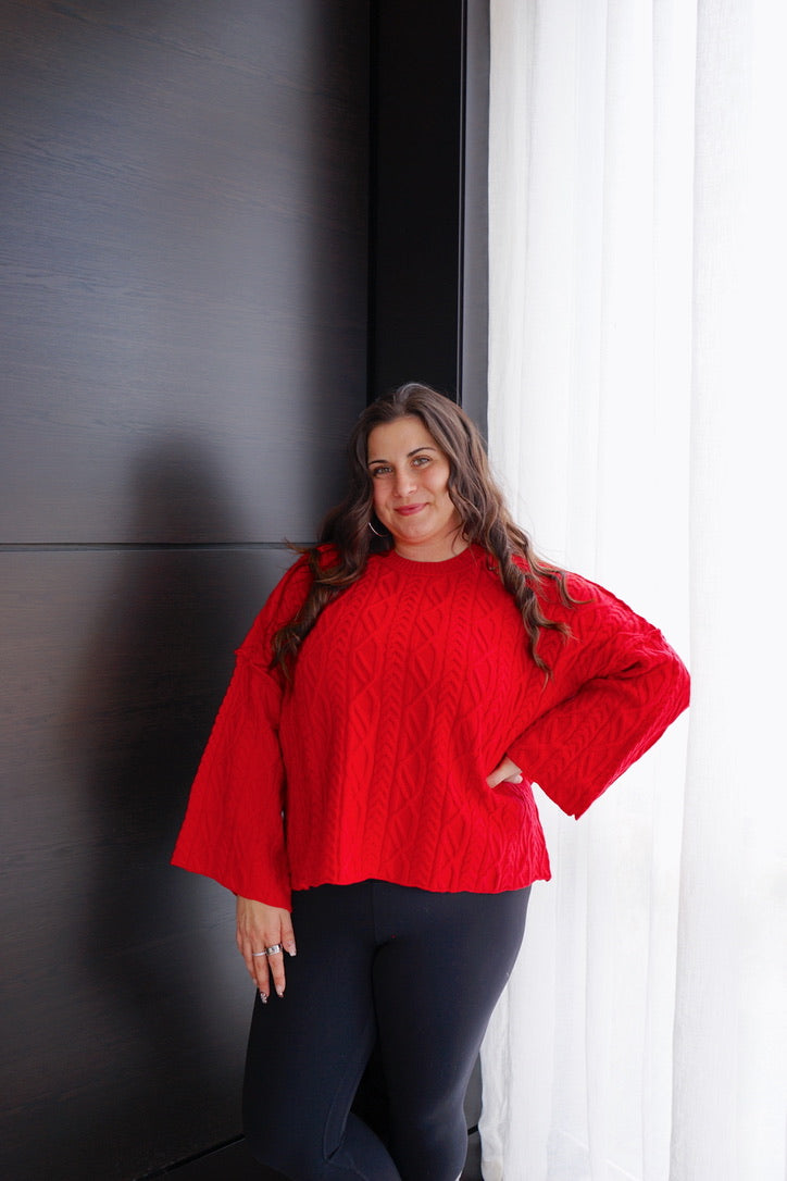 Cozy Scarlet Flare Sweater