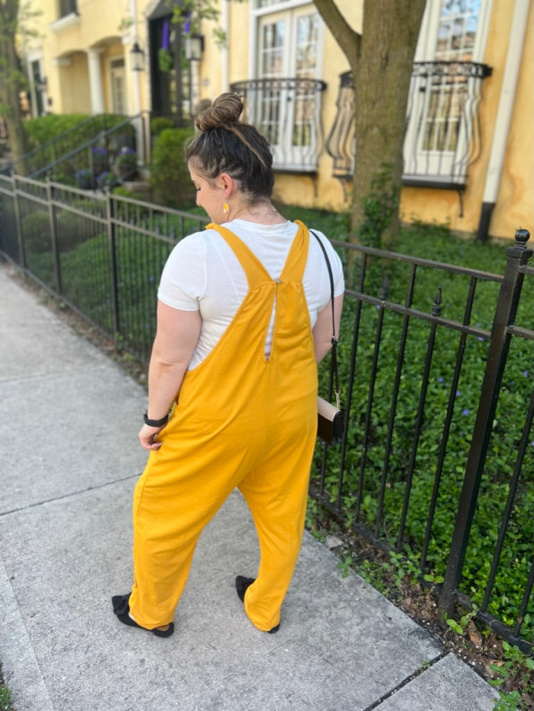 Teach all Day in Style Mustard Jumpsuit Onsie