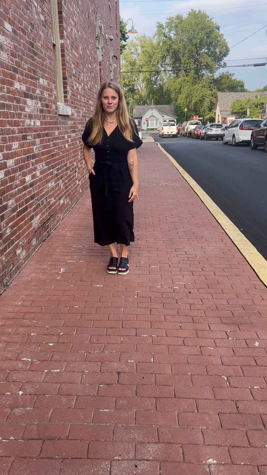 Back to the basics black v-neck jumpsuit