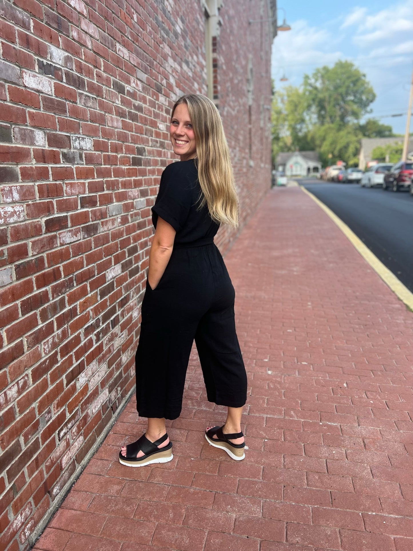 Back to the basics black v-neck jumpsuit