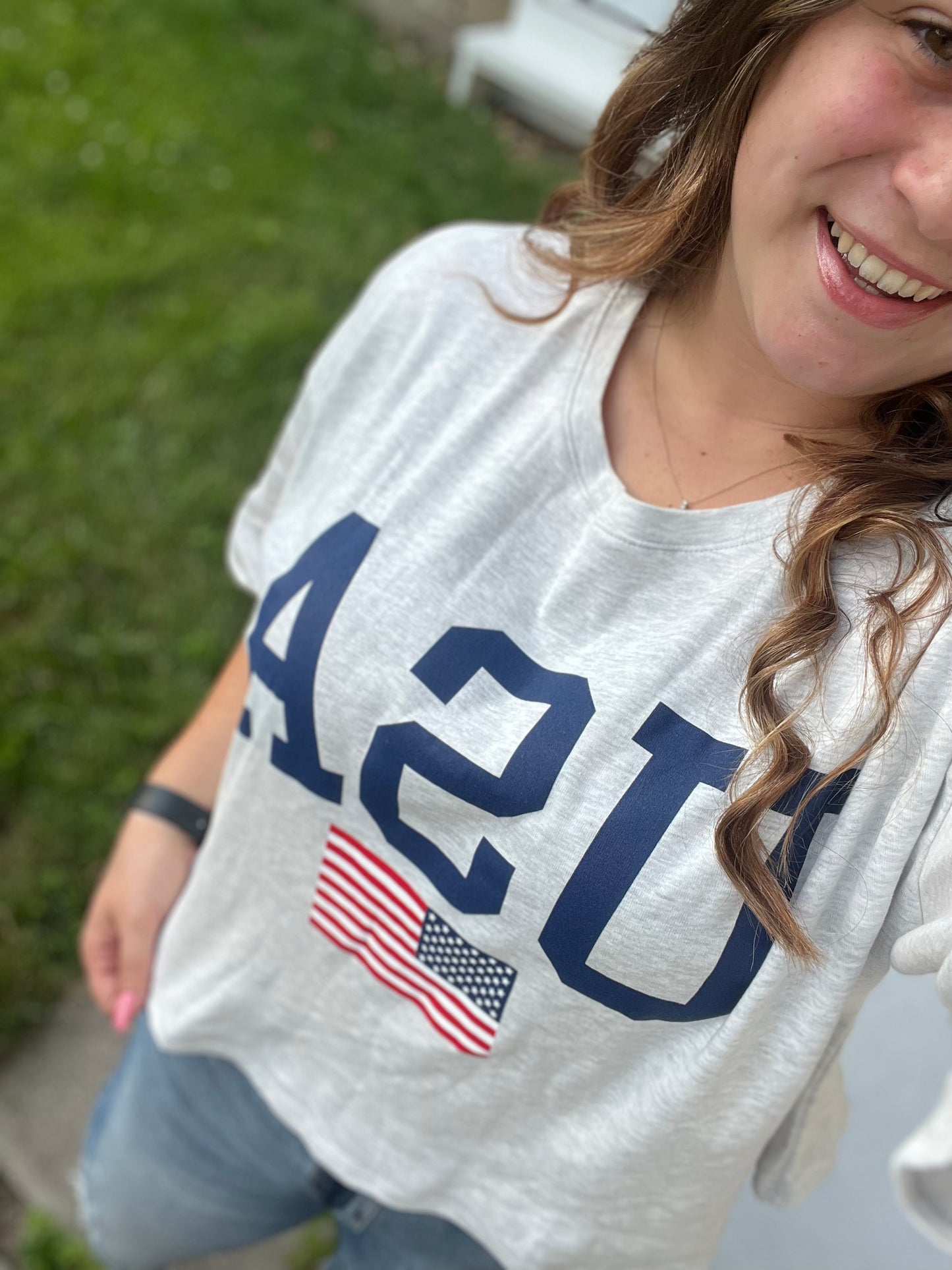 USA flag oversized cropped tshirt