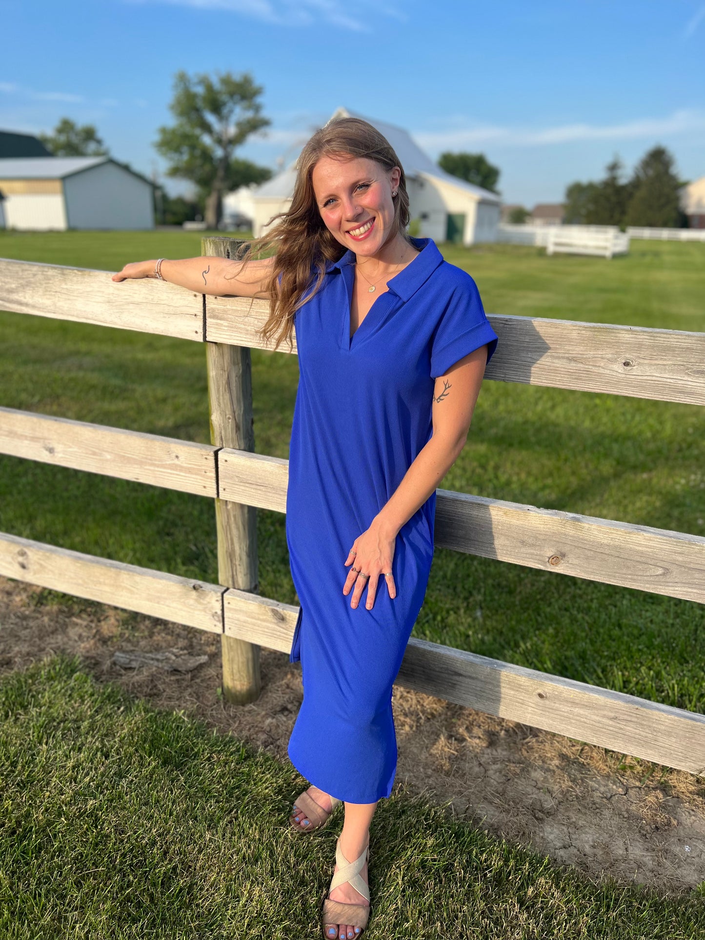 Royal Blue Draped Jersey Maxi Dress