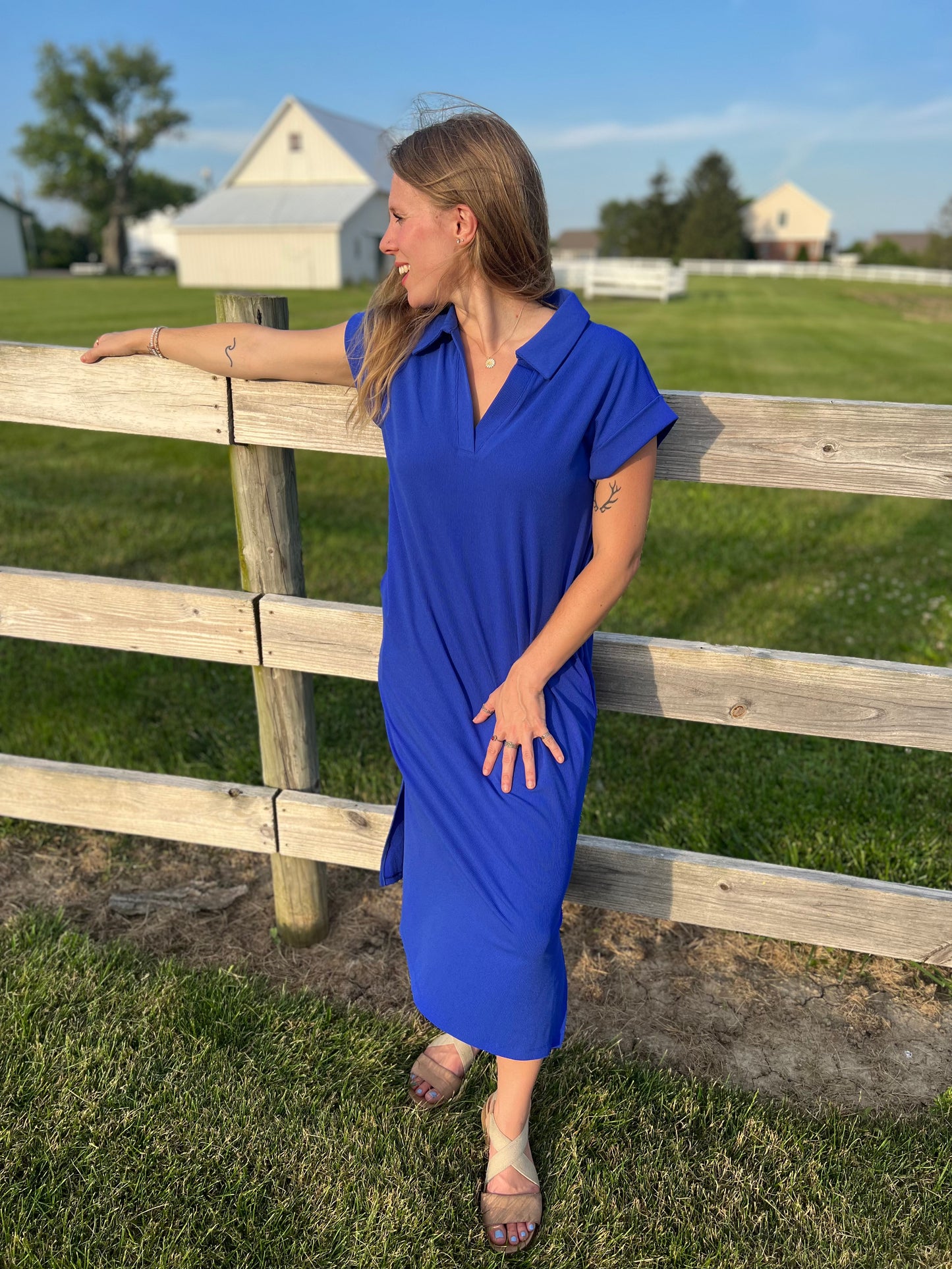 Royal Blue Draped Jersey Maxi Dress