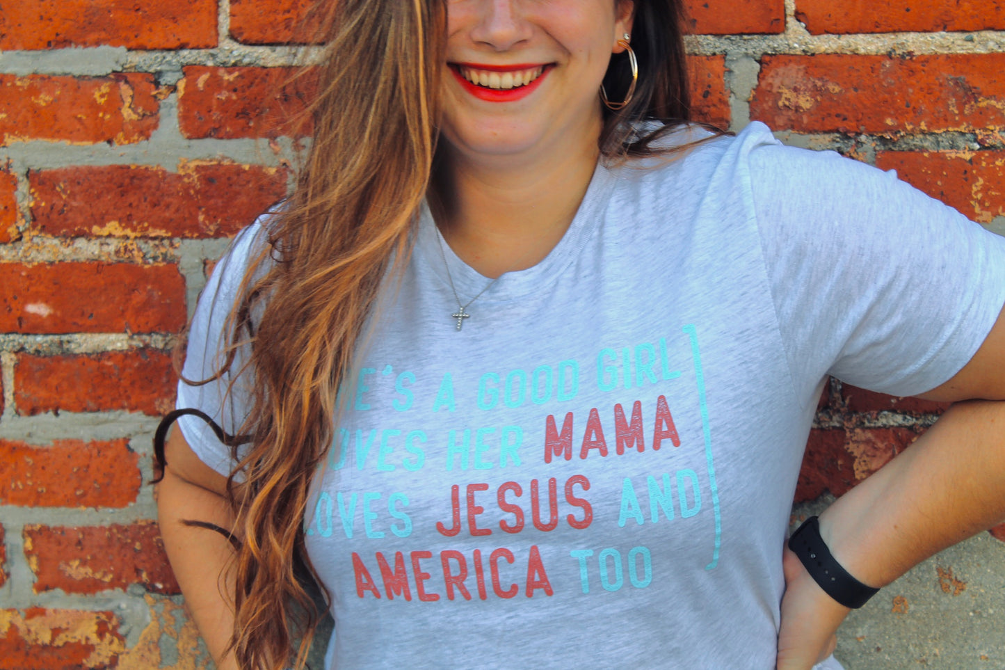 Mama, Jesus, and America Graphic t-shirt